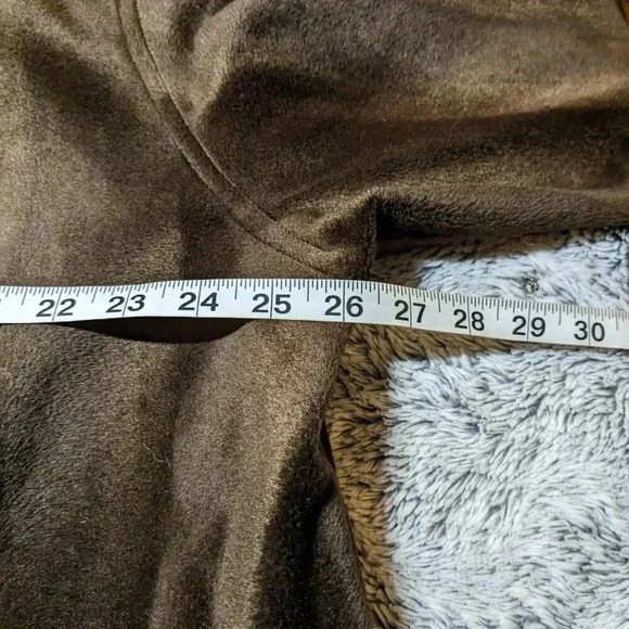 Mycra Pac Brown Coat Velvet Fleece Hood Size Medium Large Donatella - Picture 9 of 12